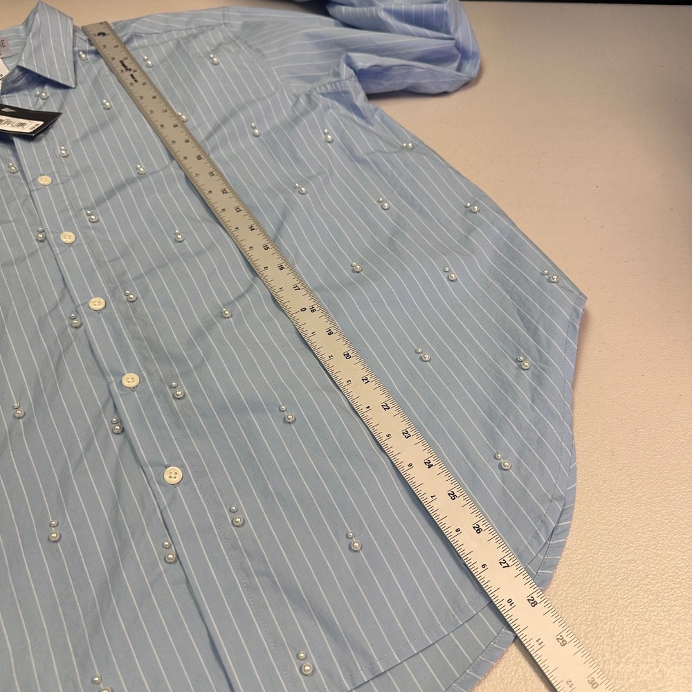Future Collective Reese Blutstein Blue Striped Pearl Button Down Shirt M‎ NEW - Picture 6 of 9